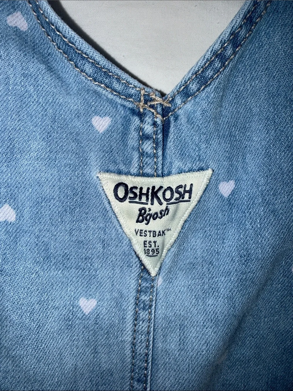 OshKosh B'gosh Light Blue Heart-Print Denim Overalls